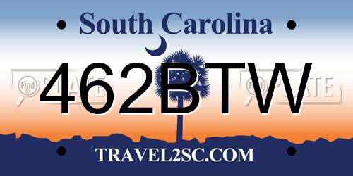 462BTW South Carolina License Plate