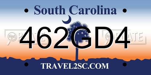 462GD4 South Carolina License Plate