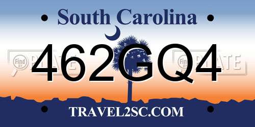 462GQ4 South Carolina License Plate