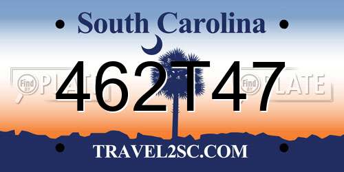 462T47 South Carolina License Plate