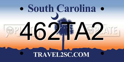 462TA2 South Carolina License Plate