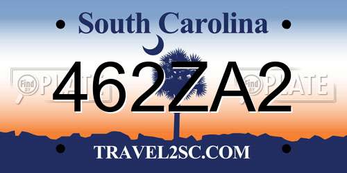 462ZA2 South Carolina License Plate