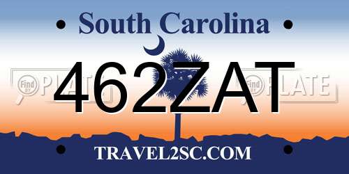462ZAT South Carolina License Plate