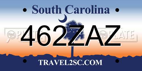 462ZAZ South Carolina License Plate