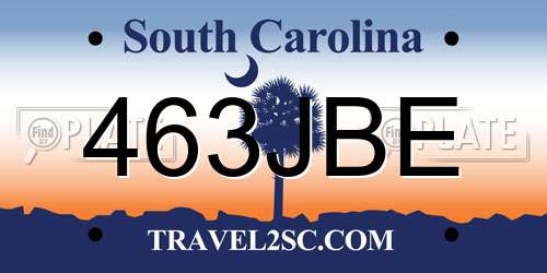 463JBE South Carolina License Plate