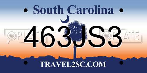 463JS3 South Carolina License Plate