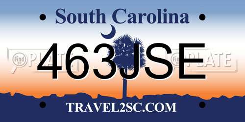 463JSE South Carolina License Plate