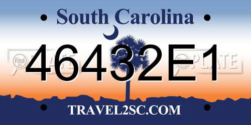 46432E1 South Carolina License Plate