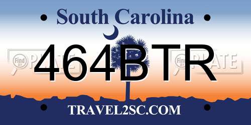 464BTR South Carolina License Plate