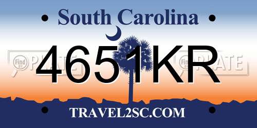 4651KR South Carolina License Plate