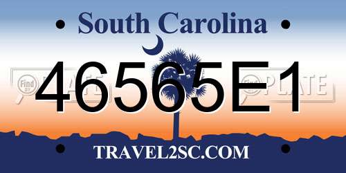46565E1 South Carolina License Plate