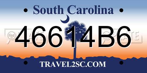 46614B6 South Carolina License Plate