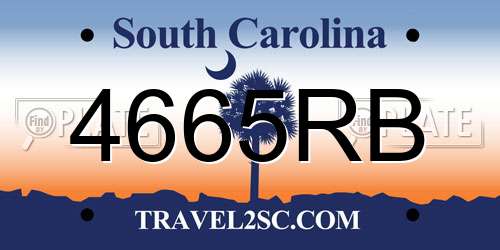 4665RB South Carolina License Plate