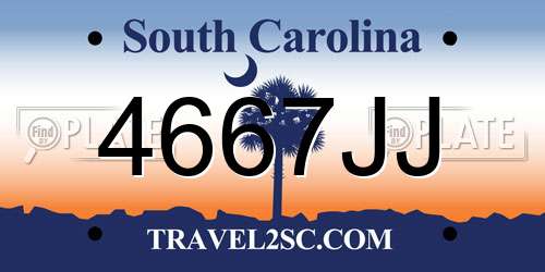 4667JJ South Carolina License Plate