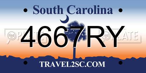 4667RY South Carolina License Plate