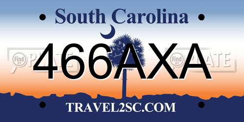 466AXA South Carolina License Plate