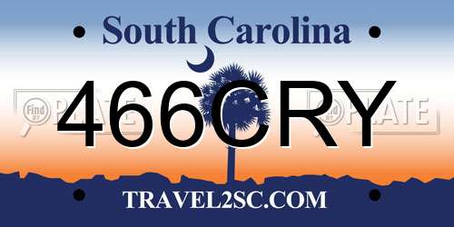 466CRY South Carolina License Plate