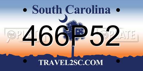 466P52 South Carolina License Plate