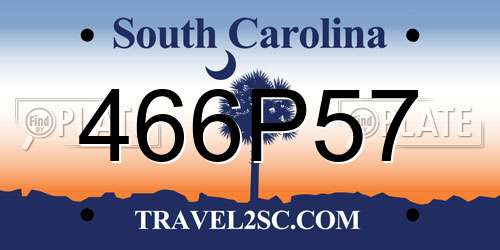 466P57 South Carolina License Plate
