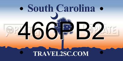 466PB2 South Carolina License Plate