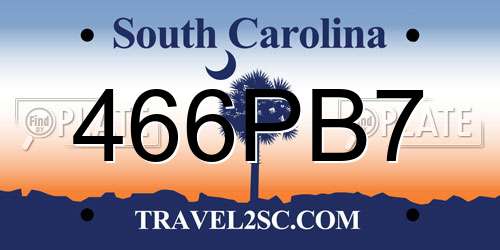 466PB7 South Carolina License Plate