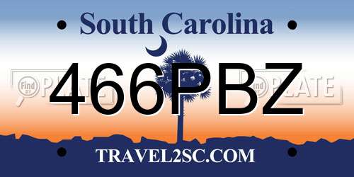 466PBZ South Carolina License Plate