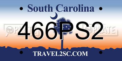 466PS2 South Carolina License Plate