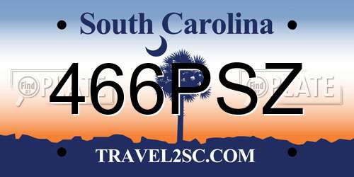 466PSZ South Carolina License Plate