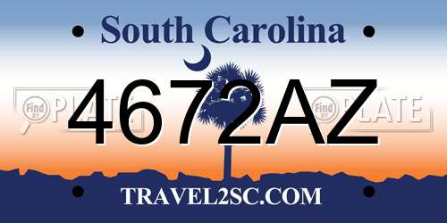 4672AZ South Carolina License Plate