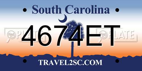 4674ET South Carolina License Plate