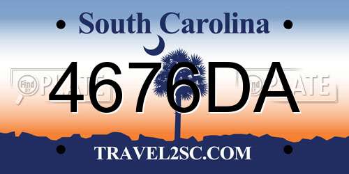 4676DA South Carolina License Plate