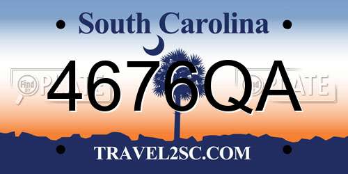 4676QA South Carolina License Plate