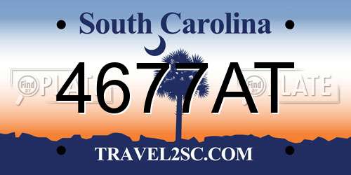 4677AT South Carolina License Plate