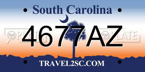 4677AZ South Carolina License Plate