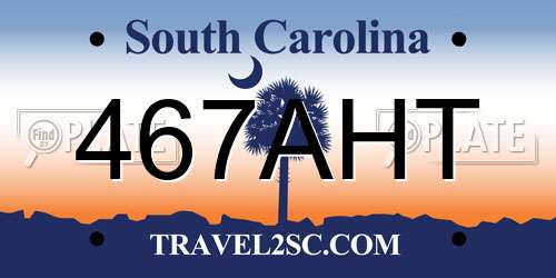 467AHT South Carolina License Plate