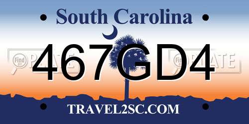 467GD4 South Carolina License Plate