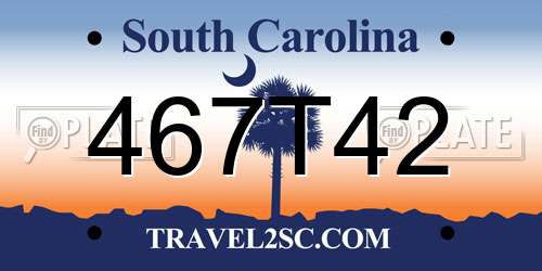 467T42 South Carolina License Plate