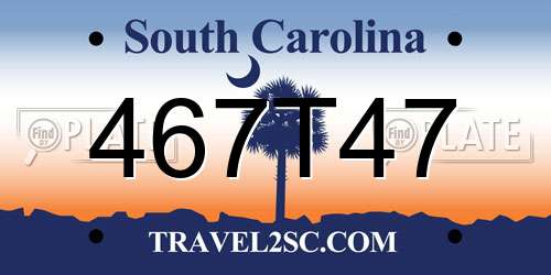 467T47 South Carolina License Plate