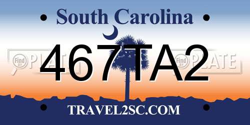 467TA2 South Carolina License Plate