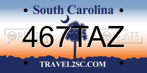 467TAZ South Carolina License Plate