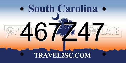 467Z47 South Carolina License Plate