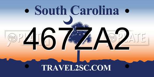 467ZA2 South Carolina License Plate