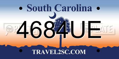 4684UE South Carolina License Plate