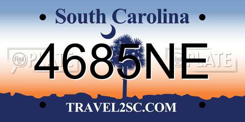 4685NE South Carolina License Plate