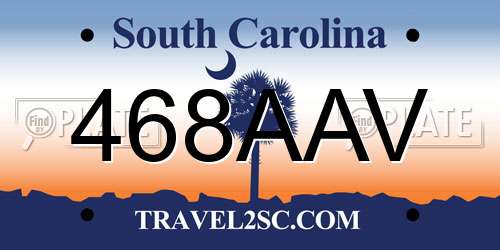 468AAV South Carolina License Plate