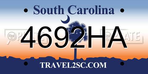 4692HA South Carolina License Plate