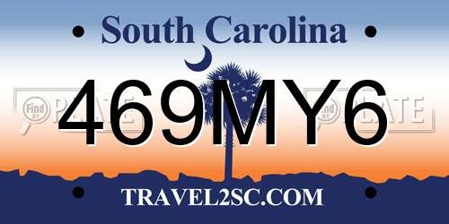 469MY6 South Carolina License Plate