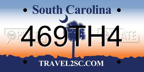 469TH4 South Carolina License Plate
