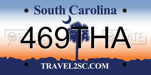 469THA South Carolina License Plate