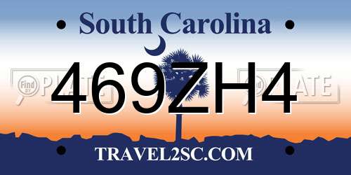 469ZH4 South Carolina License Plate
